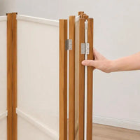 Paravent 4 Panneaux Bois d'Acacia Textilène Crème 280 x 180 cm