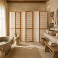 Paravent Japonais 6 Panneaux Shoji Papier de Riz Sapin Naturel 240 x 170 cm