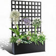Paravent Extérieur Métal Grille Carrée Bac Surélevé Noir 180 x 118 cm