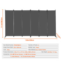 Paravent 3, 4 ou 6 panneaux Oxford noir gris beige, coloris gris, 6 panneaux, 336 x 180,5 cm
