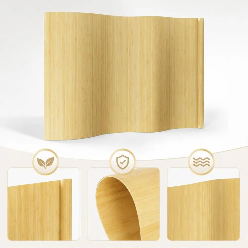 Paravent bambou ondulé souple beige, dimensions 400 x 165 cm