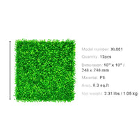 Brise-Vue Buis Artificiel 12 Panneaux Mur Végétal Vert 25 x 25 cm
