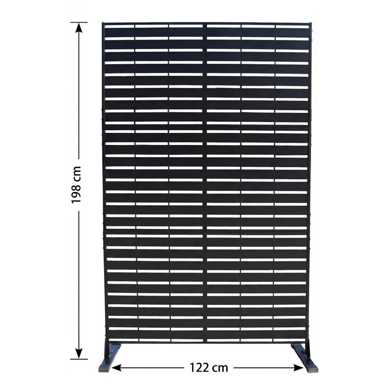 Paravent Extérieur Métal Noir 6 Motifs Autoportant 122 x 198 cm