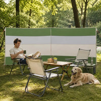 Paravent de camping polyester vert et crème, pour la plage