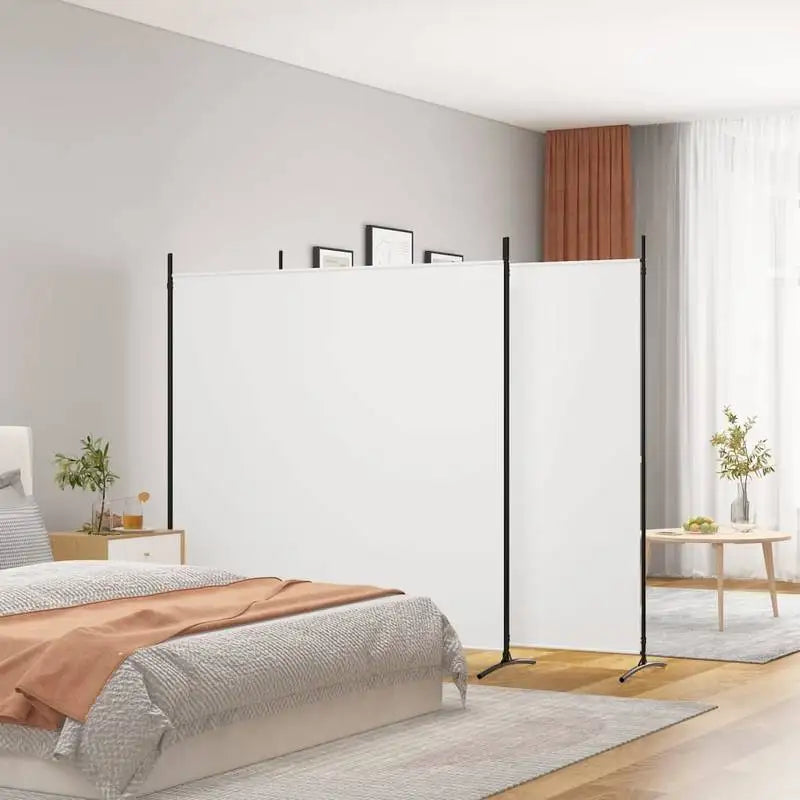 Paravent 3 Panneaux Large Tissu Blanc 525 x 180 cm