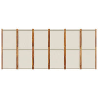 Paravent 6 panneaux acacia toile écru, pour un salon