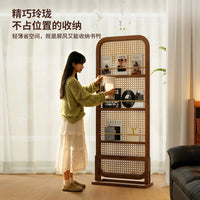 Paravent Cannage Rotin Porte-Revues Panneau sur Pied 70 x 180 cm