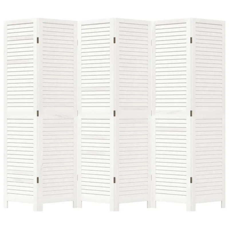 Paravent 6 Panneaux Bois à Persiennes Blanc 240 x 180 cm