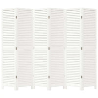 Paravent 6 Panneaux Bois à Persiennes Blanc 240 x 180 cm