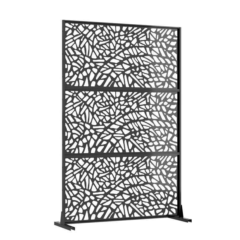 Paravent extérieur métal noir mat feuilles ou mosaïque, pour un balcon