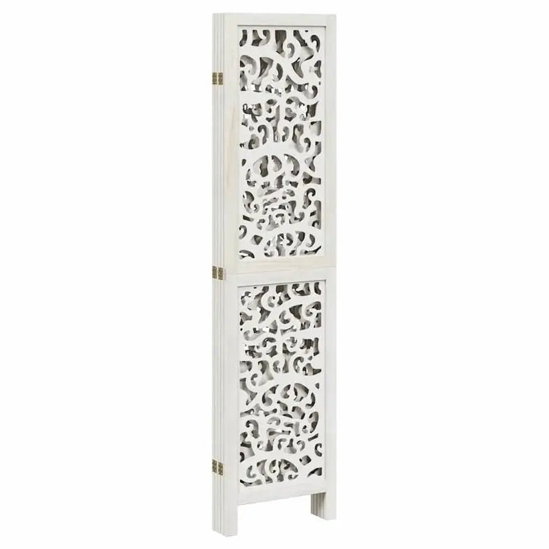 Paravent 5 Panneaux Bois Ajouré Arabesques Blanc Hauteur 160 cm