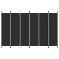 Paravent 6 Panneaux Tissu Noir Cadre Fer 300 x 200 cm