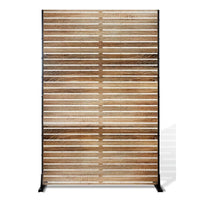 Paravent Extérieur Métal Ajouré Noir Blanc Bois 120 x 183 cm