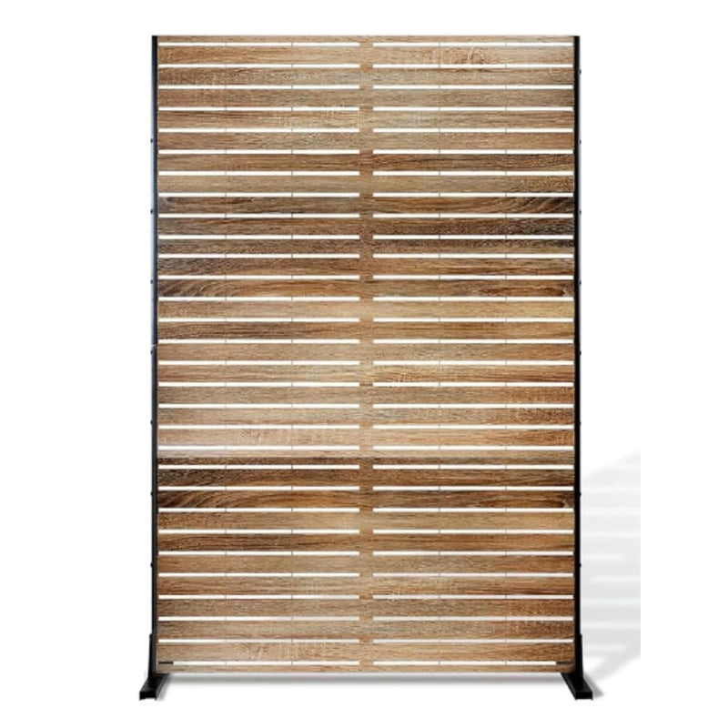 Paravent Extérieur Métal Ajouré Noir Blanc Bois 120 x 183 cm
