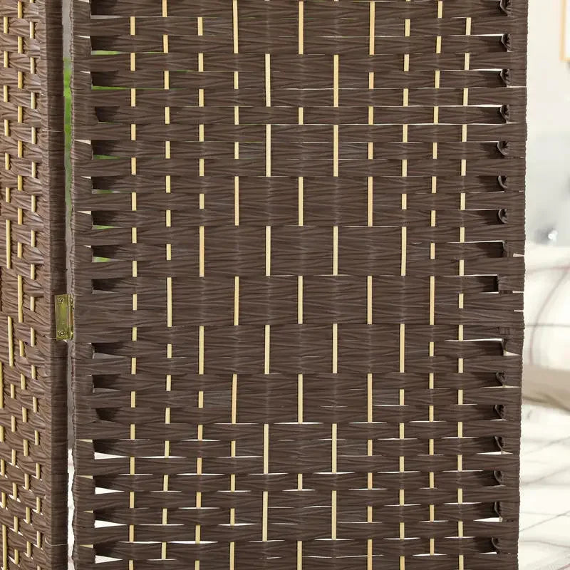 Paravent 4 Panneaux Polypropylène Tressé Marron Dessus Arqué 180 x 180 cm