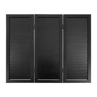 Petit paravent 3 panneaux persiennes bois de paulownia noir, pour une chambre