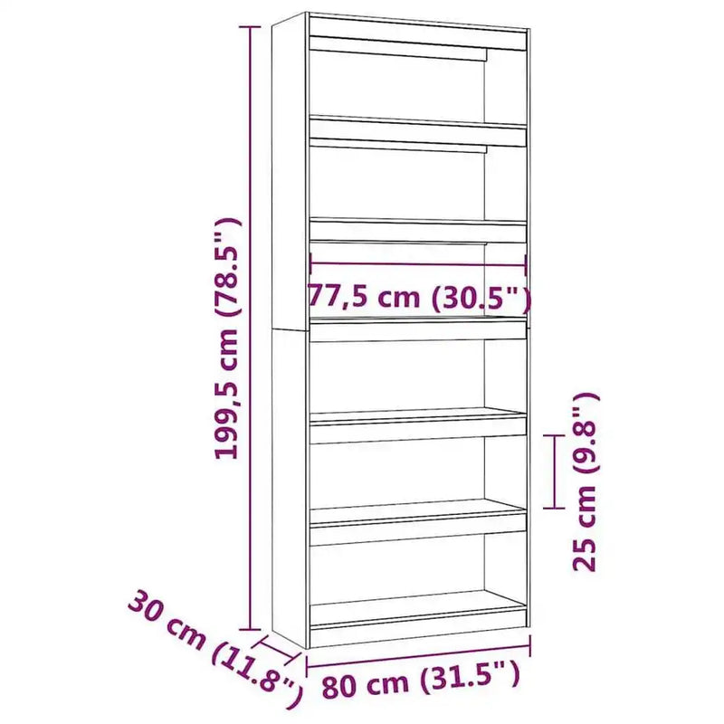 Étagère Séparatrice de Pièce Pin Massif Blanc 80 x 30 x 199,5 cm