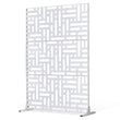 Paravent Extérieur Métal Blanc Motif Géométrique Autoportant 120 x 193 cm