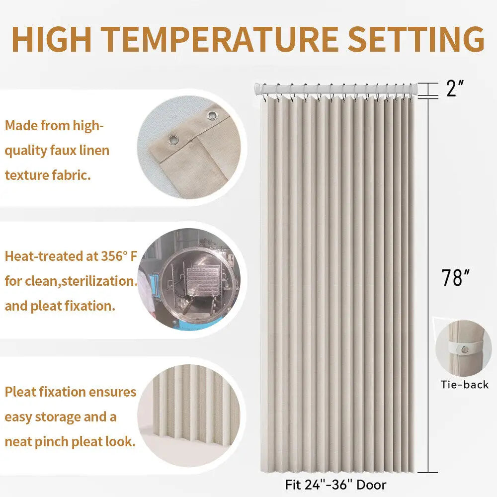Rideau Séparateur Plissé Tissu Noir Gris Blanc Cassé 100 à 300 cm