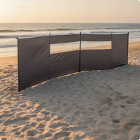 Paravent de plage coupe-vent gris avec fenêtre transparente, pour un festival