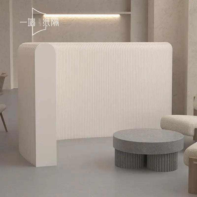 Cloison Amovible Accordéon en Papier Blanc, Hauteur 78 à 117 cm