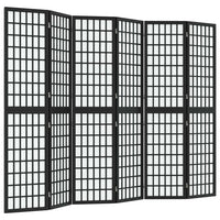 Paravent Japonais 6 Panneaux Shoji Papier de Riz Noir 240 x 170 cm