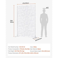 Paravent Extérieur Métal Blanc Motif Géométrique Autoportant 120 x 193 cm