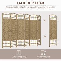 Paravent 6 panneaux bambou fibres de papier naturel, pour un salon
