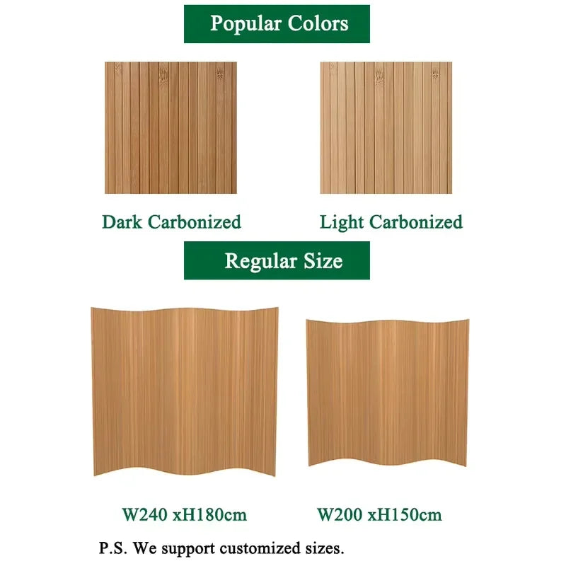 Paravent ondulé souple en lames de bois 4 couleurs, pour préserver son intimité