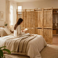 Paravent 5 Panneaux Bambou Ajouré Naturel 200 x 180 cm