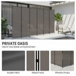 Paravent 6 Panneaux Tissu Anthracite Cadre Fer 300 x 200 cm