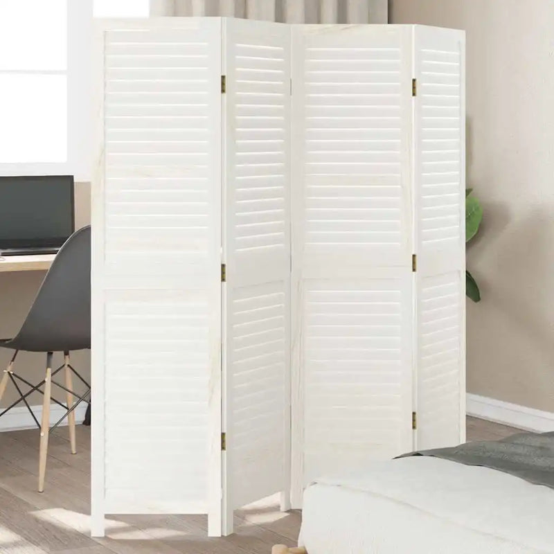 Paravent Persienne Bois de Paulownia Massif Blanc 3, 4 ou 5 Panneaux