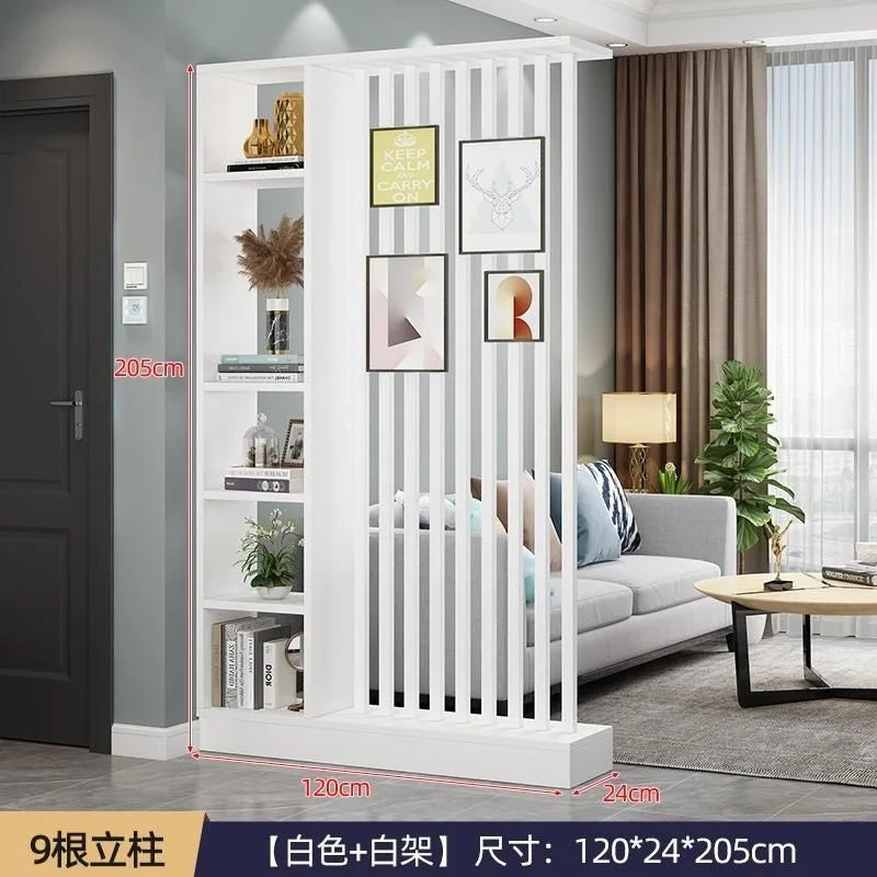 Étagère séparatrice de pièce à lames verticales blanc noir gris, pour séparer une pièce, pour ranger et décorer
