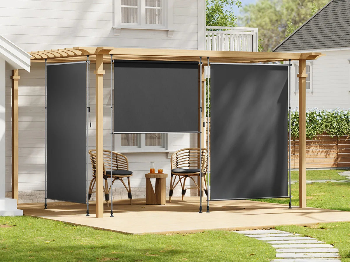 Paravent Rétractable Vertical Sans Perçage Gris 200 x 220-310 cm