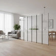 Paravent 6 Panneaux Tissu Blanc Cadre Noir 300 x 220 cm