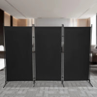 Paravent 3 panneaux tissu Oxford noir, pour séparer une pièce