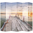 Paravent 6 Panneaux Imprimé Ponton Coucher de Soleil 228 x 170 cm