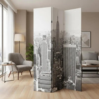 Paravent 3 Panneaux Imprimé New York Noir et Blanc 120 x 170 cm