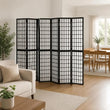 Paravent Japonais Pliant 6 Panneaux Bois de Sapin Noir 240 x 170 cm