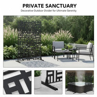 Paravent Extérieur Métal Noir Motif Géométrique Autoportant 120 x 193 cm