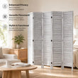 Paravent 6 Panneaux Persiennes Bois de Paulownia Blanc 242 x 170 cm