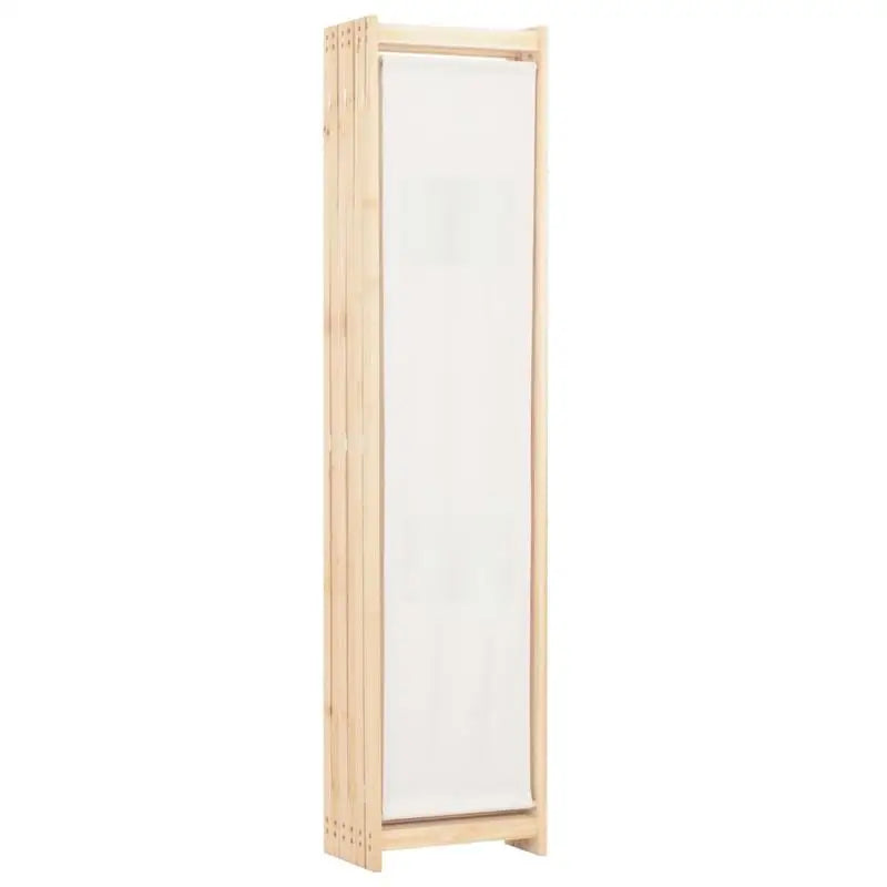 Paravent 6 Panneaux Tissu Crème Cadre Sapin Massif 240 x 170 cm