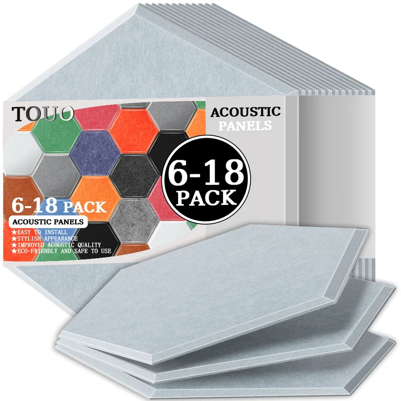 Panneau Acoustique Mural Hexagonal Polyester 6 à 18 Pièces 0,8 cm