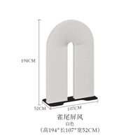 Paravent Design Arche Plissée Rose Brun Vert Blanc 194 x 107 cm