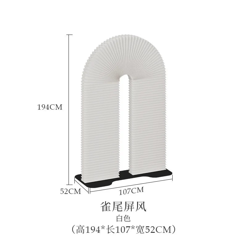 Paravent Design Arche Plissée Rose Brun Vert Blanc 194 x 107 cm