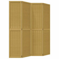 Paravent 4 panneaux paulownia et bambou brun, dimensions 160 x 180 cm