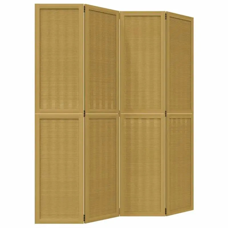 Paravent 4 panneaux paulownia et bambou brun, dimensions 160 x 180 cm