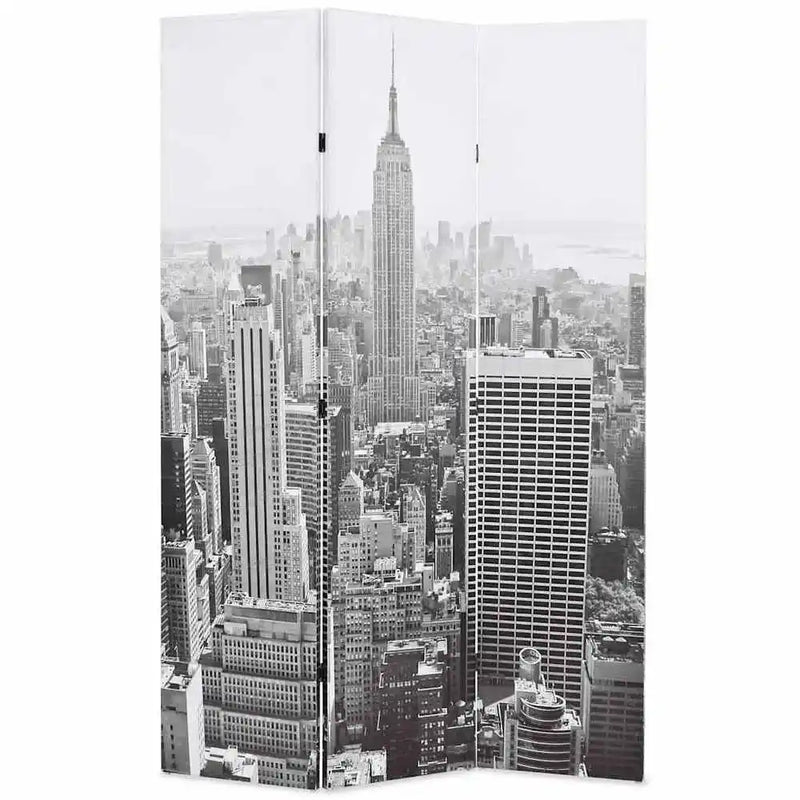 Paravent 3 Panneaux Imprimé New York Noir et Blanc 120 x 170 cm