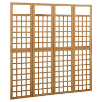 Paravent 4 panneaux treillis bois de sapin brun, dimensions 161 x 180 cm
