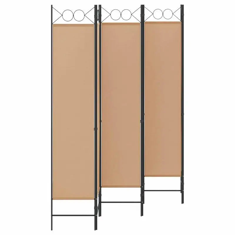 Paravent 6 Panneaux Tissu Beige Cadre Métal Noir 240 x 200 cm